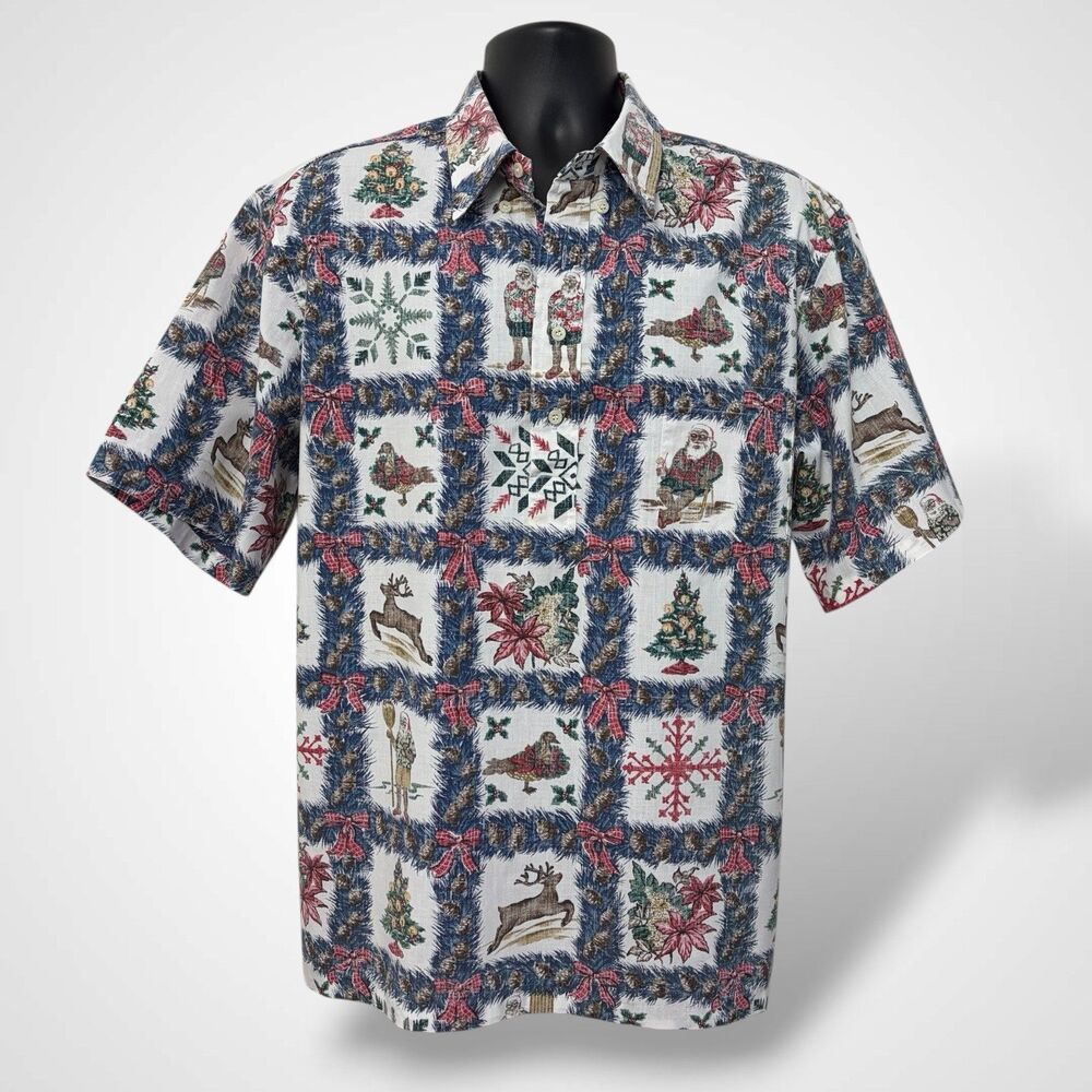 Reyn Spooner Mele Kalikimaka Hawaiian Christmas 2000 Ltd Issue Shirt Size XL Y2K